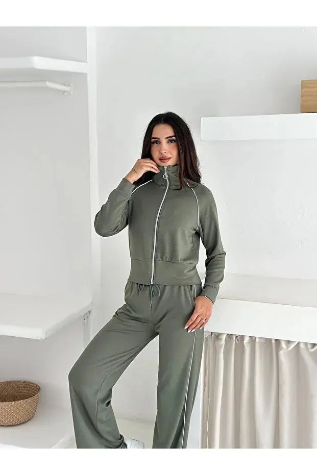 Kadın Biyeli Fermuarlı Eşofman Takım